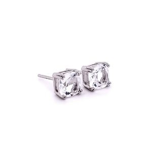 🟣 Rock Crystal Quartz Sterling Silver Stud Earrings